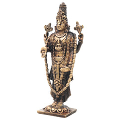 Brass Venkateshwara Idol, Handcrafted Tirupati Balaji Srinivasa Murti for Pooja, Home Decor & Gifting, Gold, 3 Inch, 1 Piece