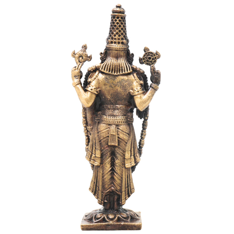 Brass Venkateshwara Idol, Handcrafted Tirupati Balaji Srinivasa Murti for Pooja, Home Decor & Gifting, Gold, 3 Inch, 1 Piece