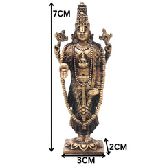 Brass Venkateshwara Idol, Handcrafted Tirupati Balaji Srinivasa Murti for Pooja, Home Decor & Gifting, Gold, 3 Inch, 1 Piece
