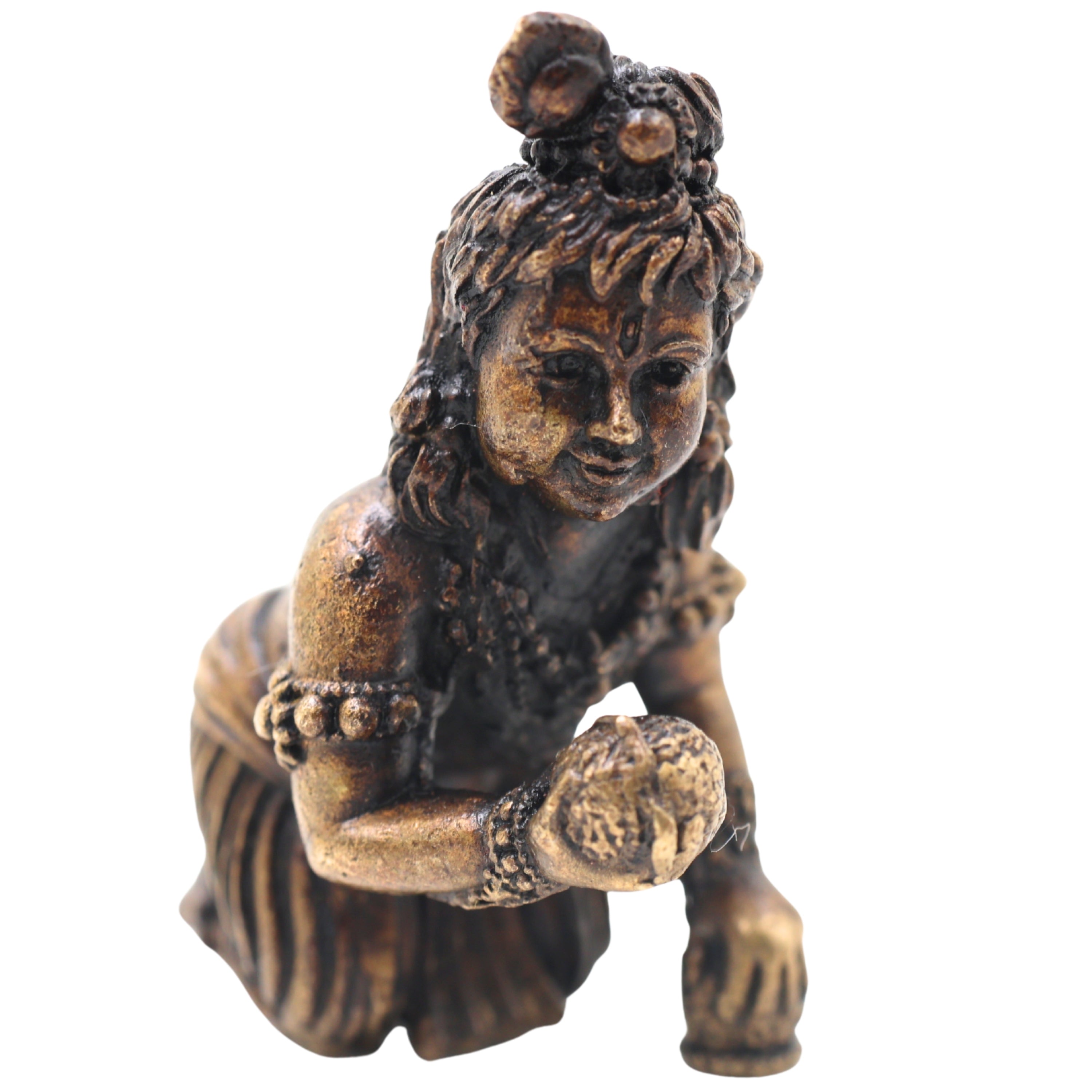 Brass Laddu Gopal Idol Handcrafted Bala Krishna Gopal Murti for Pooja, Home Temple Decor & Spiritual Gifting, Gold, 1.5 Inch, 1 Piece