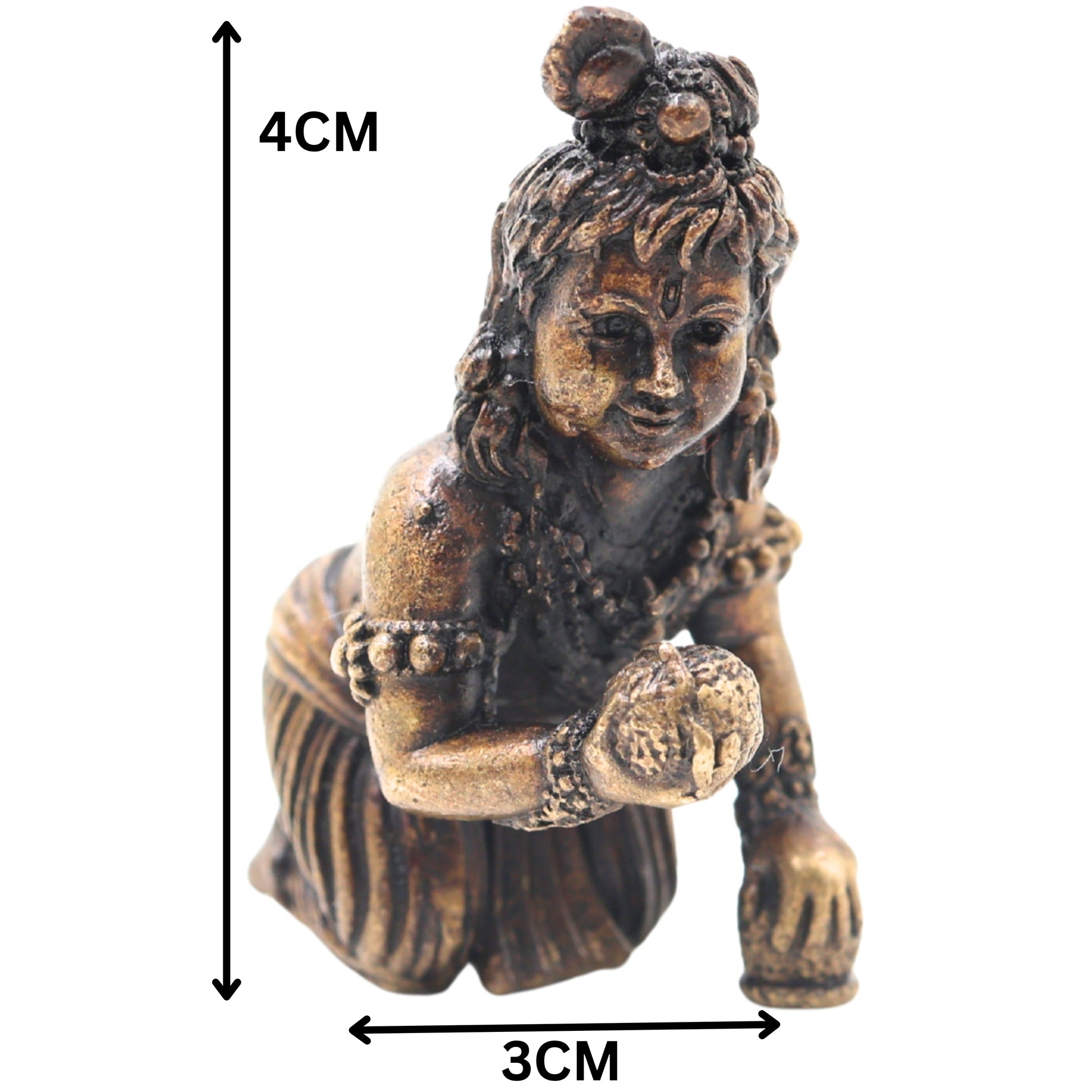 Brass Laddu Gopal Idol Handcrafted Bala Krishna Gopal Murti for Pooja, Home Temple Decor & Spiritual Gifting, Gold, 1.5 Inch, 1 Piece