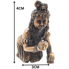 Brass Laddu Gopal Idol Handcrafted Bala Krishna Gopal Murti for Pooja, Home Temple Decor & Spiritual Gifting, Gold, 1.5 Inch, 1 Piece