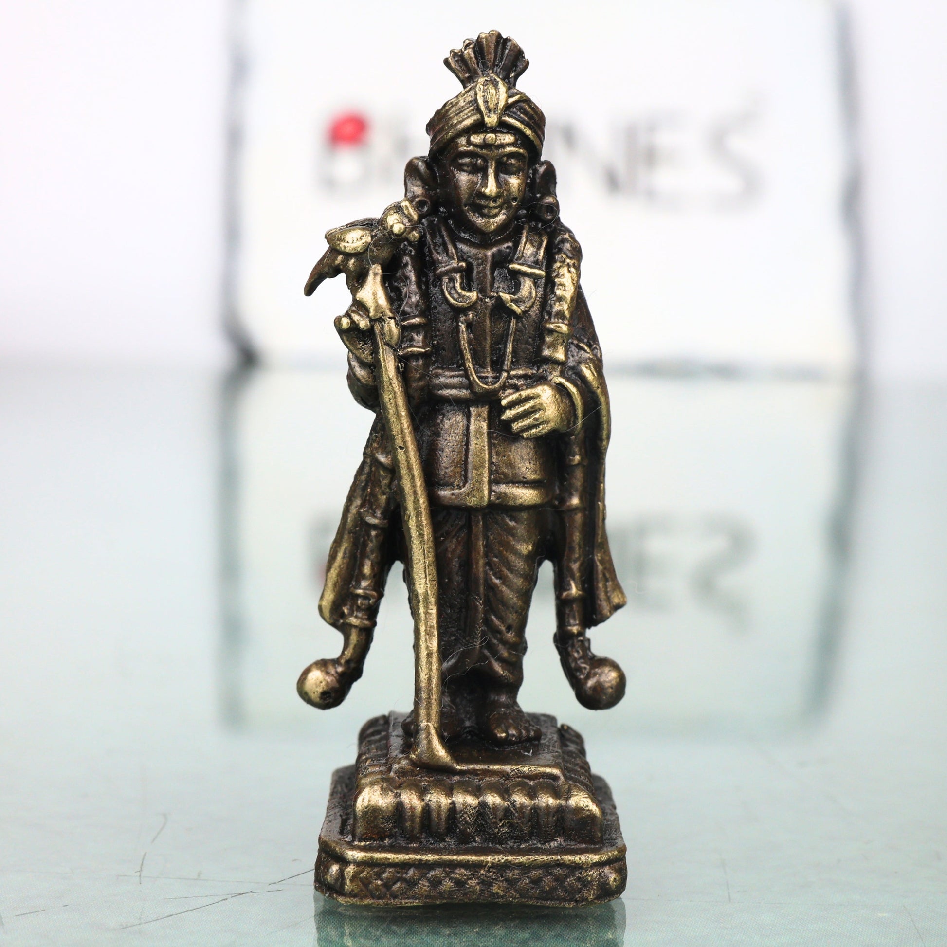 Brass Raja Murugan Idol, Handcrafted Subramanya Swamy Karthikeya Murti for Pooja, Decor & Gifting, Gold, 2 Inch, 1 Piece