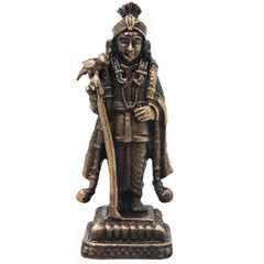 Brass Raja Murugan Idol, Handcrafted Subramanya Swamy Karthikeya Murti for Pooja, Decor & Gifting, Gold, 2 Inch, 1 Piece