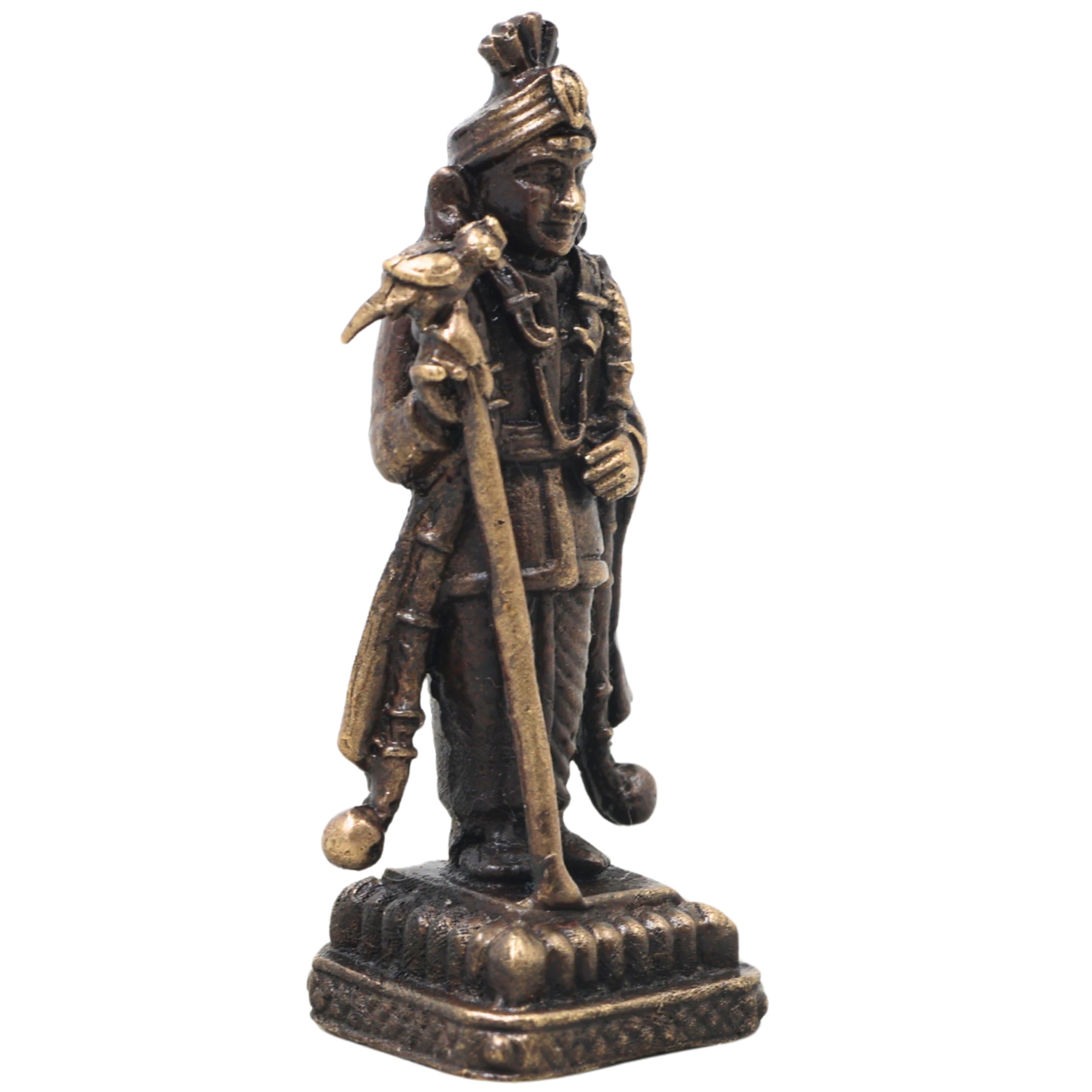 Brass Raja Murugan Idol, Handcrafted Subramanya Swamy Karthikeya Murti for Pooja, Decor & Gifting, Gold, 2 Inch, 1 Piece
