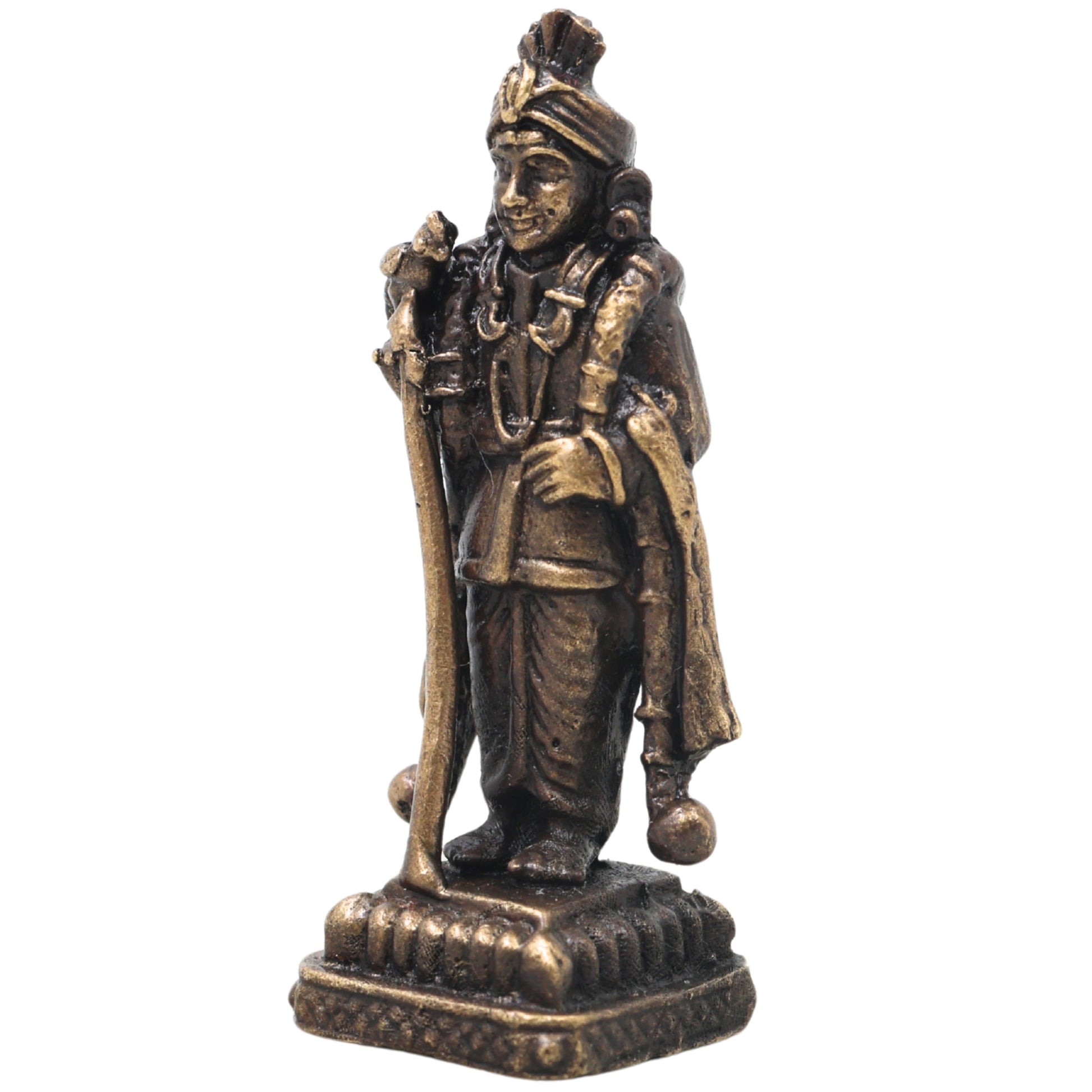 Brass Raja Murugan Idol, Handcrafted Subramanya Swamy Karthikeya Murti for Pooja, Decor & Gifting, Gold, 2 Inch, 1 Piece
