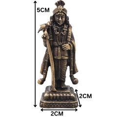 Brass Raja Murugan Idol, Handcrafted Subramanya Swamy Karthikeya Murti for Pooja, Decor & Gifting, Gold, 2 Inch, 1 Piece