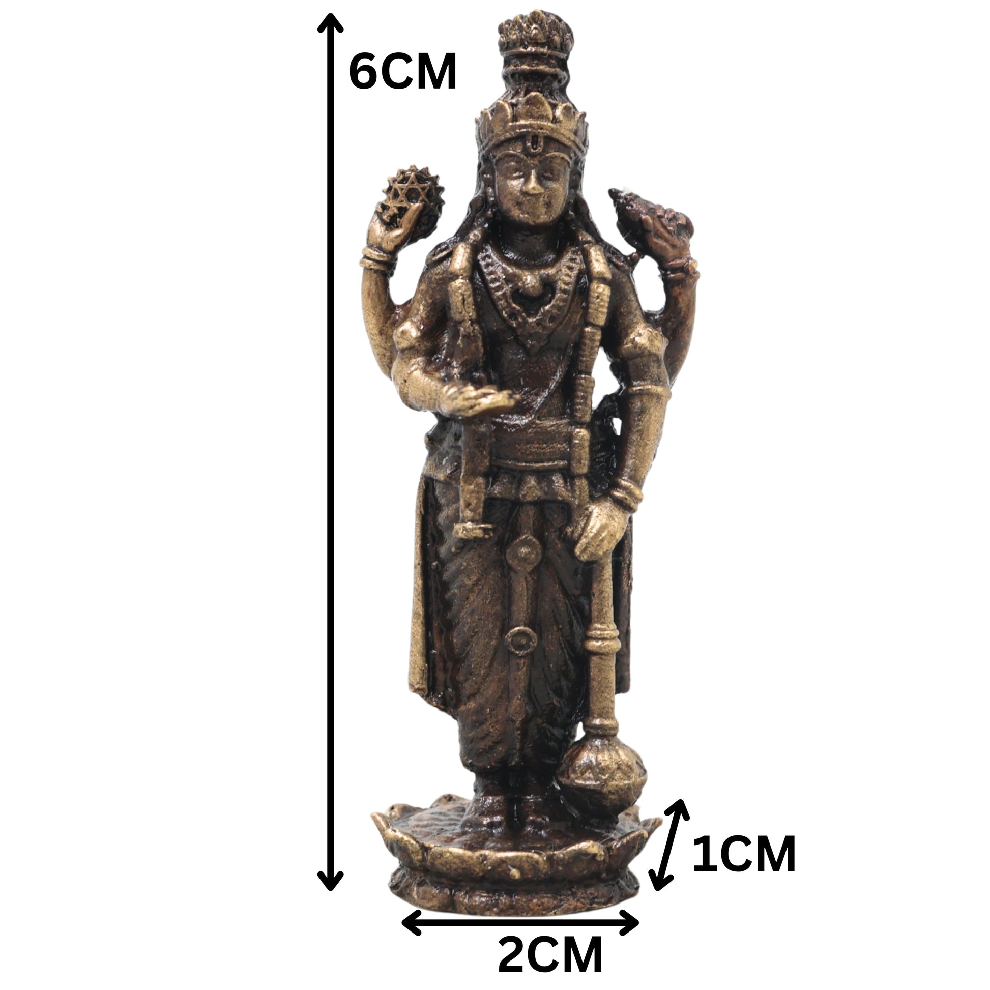 Brass Vishnu Narayana Murti Handcrafted Traditional Chola Style Idol for Pooja Home Decor & Spiritual Gifting, Gold, 2.5 Inch, 1 Piece