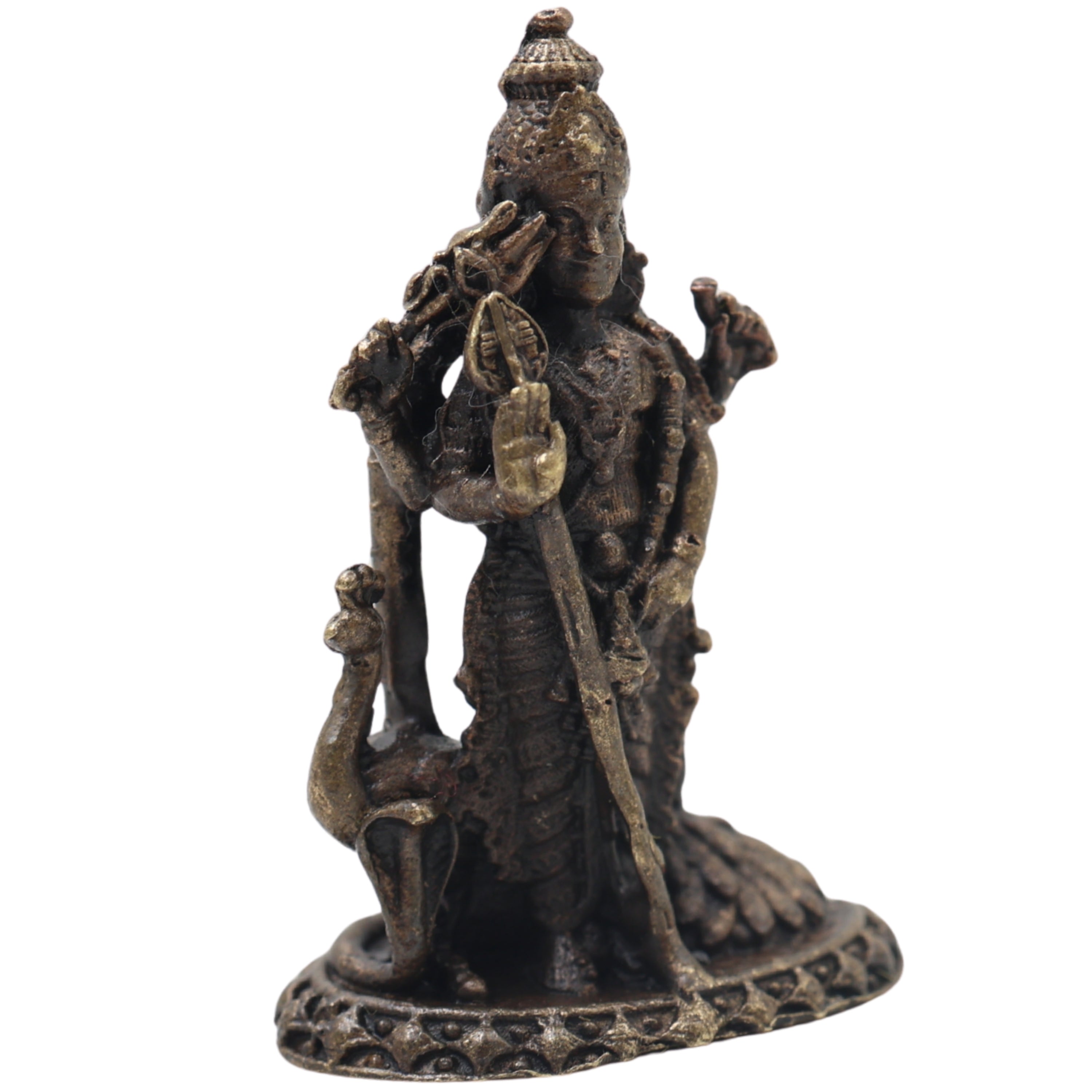 Brass Kartikeya Idol Handcrafted Murugan Subrahmanya Skanda Murti Traditional Chola Pooja Decor Gift Statue, Gold, 1.5 Inch, 1 Piece