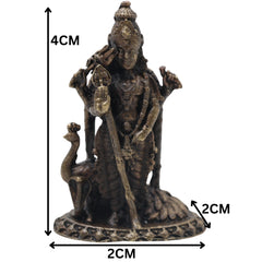 Brass Kartikeya Idol Handcrafted Murugan Subrahmanya Skanda Murti Traditional Chola Pooja Decor Gift Statue, Gold, 1.5 Inch, 1 Piece