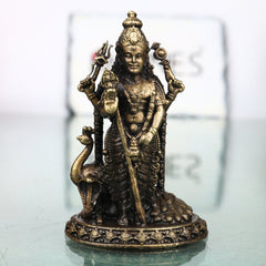 Brass Kartikeya Idol Handcrafted Murugan Subrahmanya Skanda Traditional Chola Murti for Pooja Decor & Gifting, Gold, 2.5 Inch, 1 Piece
