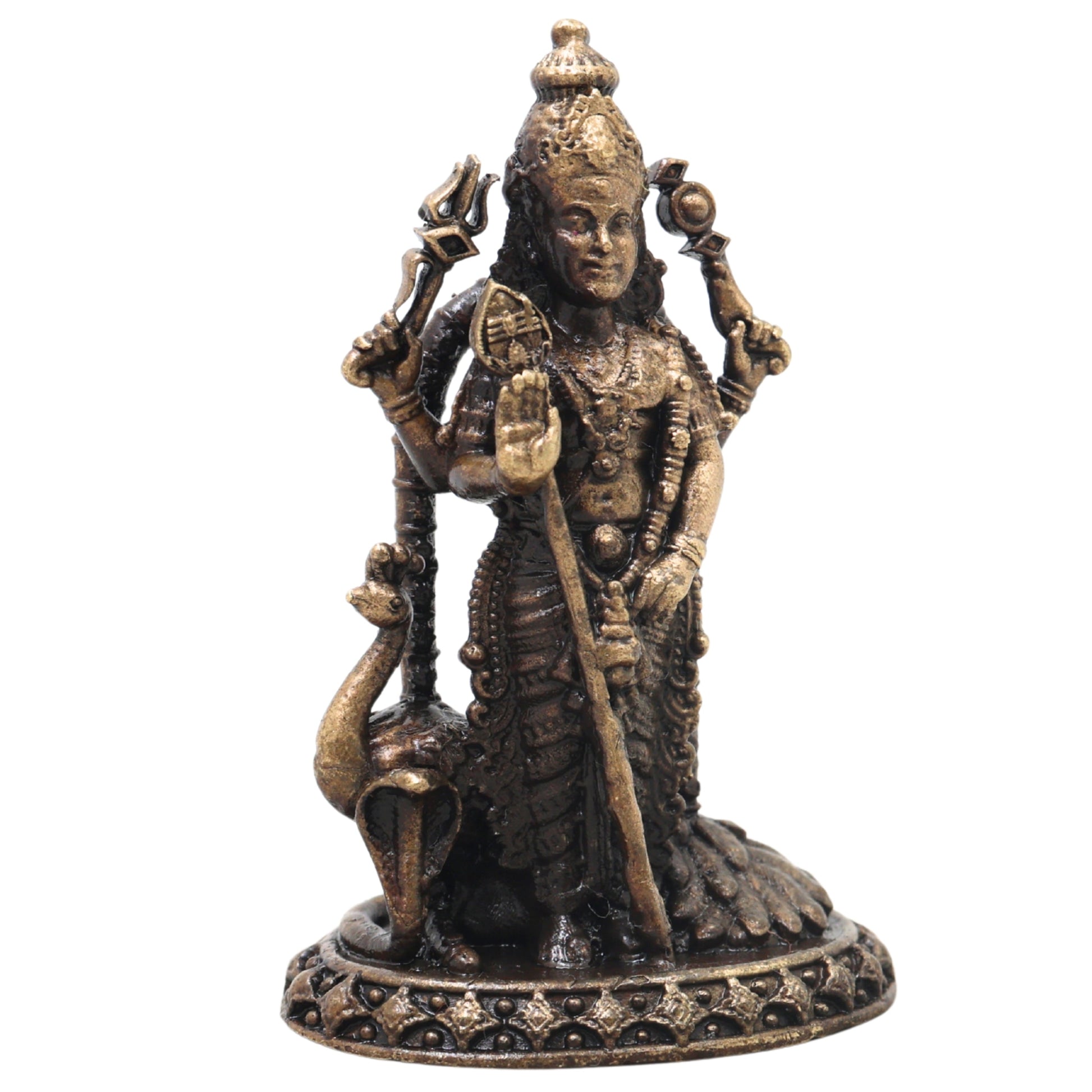 Brass Kartikeya Idol Handcrafted Murugan Subrahmanya Skanda Traditional Chola Murti for Pooja Decor & Gifting, Gold, 2.5 Inch, 1 Piece