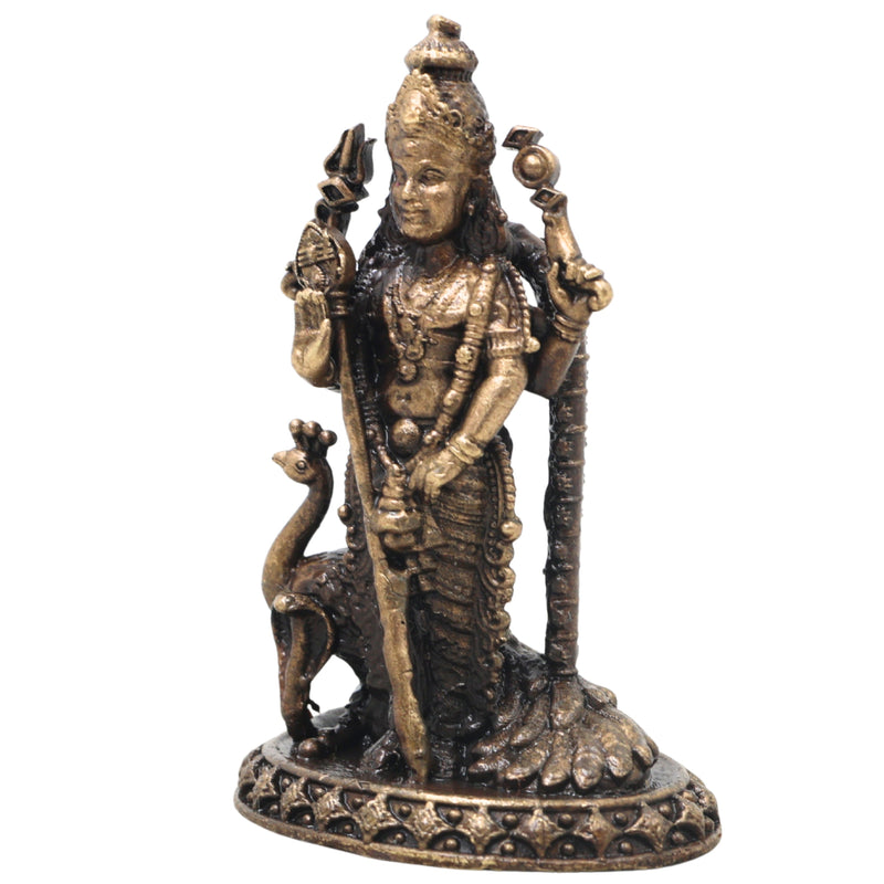 Brass Kartikeya Idol Handcrafted Murugan Subrahmanya Skanda Traditional Chola Murti for Pooja Decor & Gifting, Gold, 2.5 Inch, 1 Piece