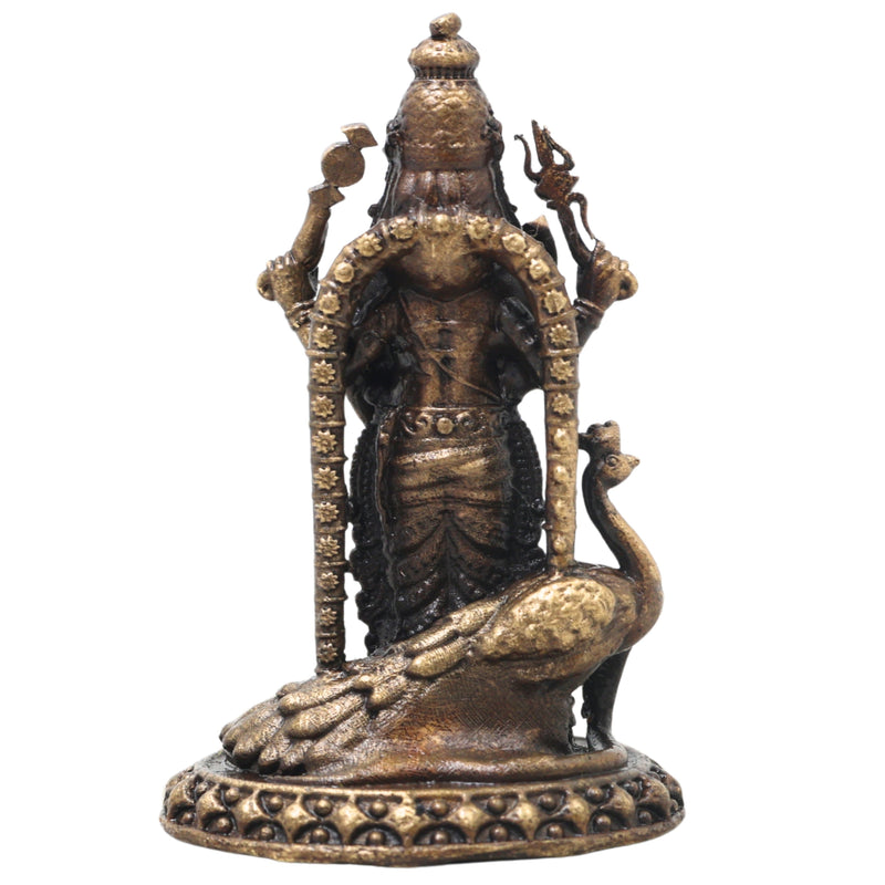 Brass Kartikeya Idol Handcrafted Murugan Subrahmanya Skanda Traditional Chola Murti for Pooja Decor & Gifting, Gold, 2.5 Inch, 1 Piece