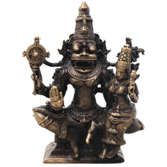 Brass Lakshmi Narasimha Idol Handcrafted Traditional Narahari Murti for Pooja Home Decor Temple Gifting, Gold, 2.5 Inch, 1 Piece