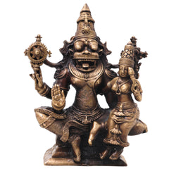 Brass Lakshmi Narasimha Idol, Handcrafted Traditional Narahari Swamy Murti for Pooja, Home Decor & Gifting, Gold, 5 Inch, 1 Piece