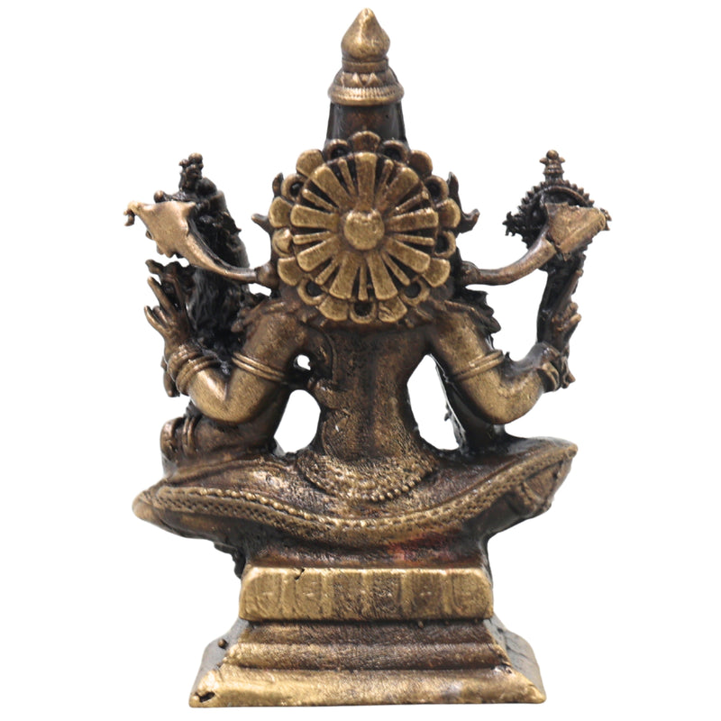Brass Lakshmi Narasimha Idol, Handcrafted Traditional Narahari Swamy Murti for Pooja, Home Decor & Gifting, Gold, 5 Inch, 1 Piece