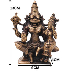 Brass Lakshmi Narasimha Idol, Handcrafted Traditional Narahari Swamy Murti for Pooja, Home Decor & Gifting, Gold, 5 Inch, 1 Piece
