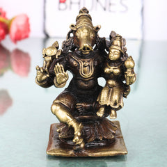Brass Lakshmi Narasimha Idol, Handcrafted Narahari Murti Traditional Chola Art for Pooja, Decor & Gifting, Gold, 3 Inch, 1 Piece