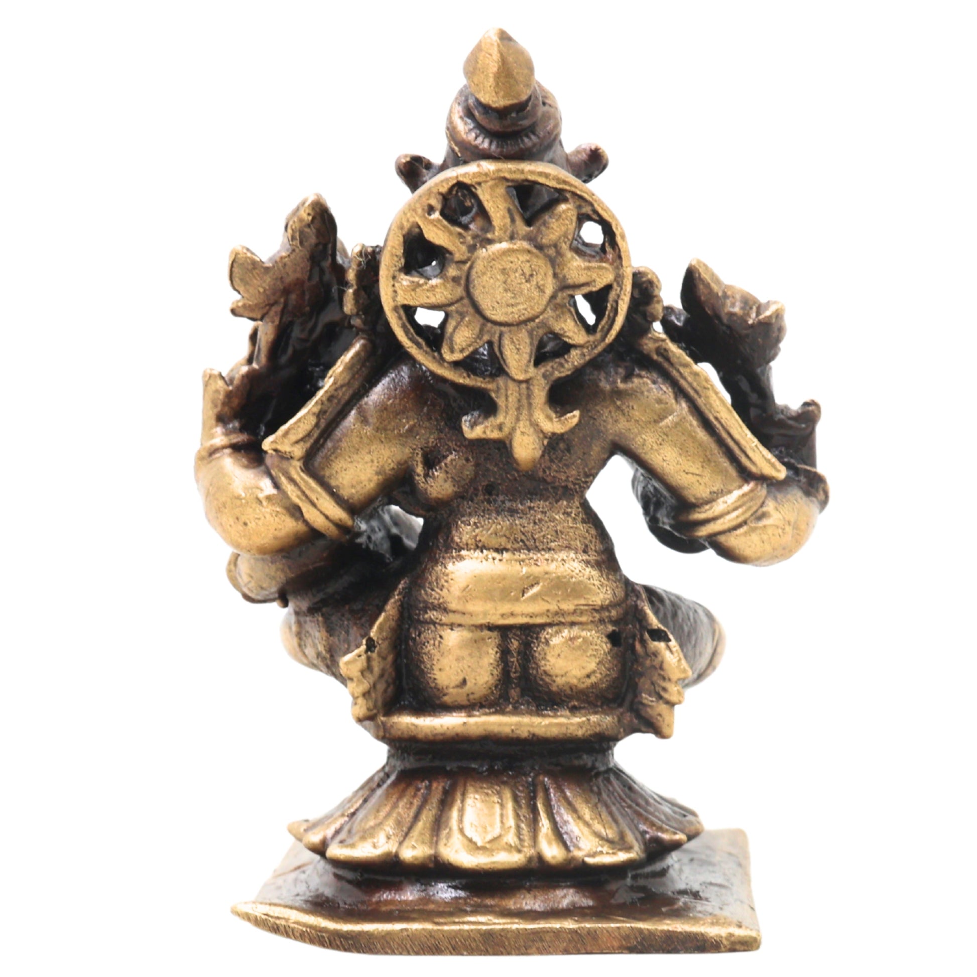 Brass Lakshmi Narasimha Idol, Handcrafted Narahari Murti Traditional Chola Art for Pooja, Decor & Gifting, Gold, 3 Inch, 1 Piece