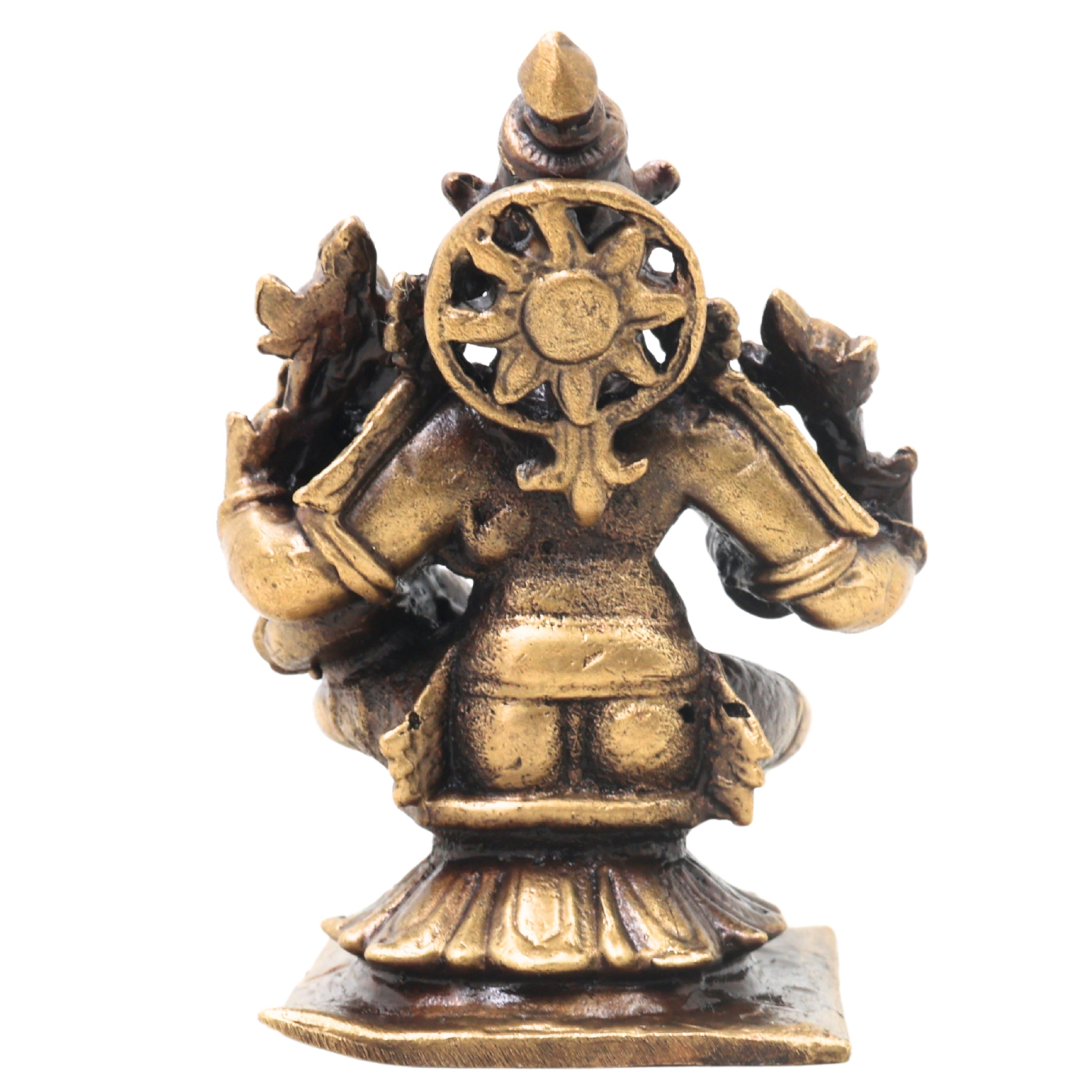 Brass Lakshmi Narasimha Idol, Handcrafted Narahari Murti Traditional Chola Art for Pooja, Decor & Gifting, Gold, 3 Inch, 1 Piece