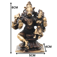 Brass Lakshmi Narasimha Idol, Handcrafted Narahari Murti Traditional Chola Art for Pooja, Decor & Gifting, Gold, 3 Inch, 1 Piece