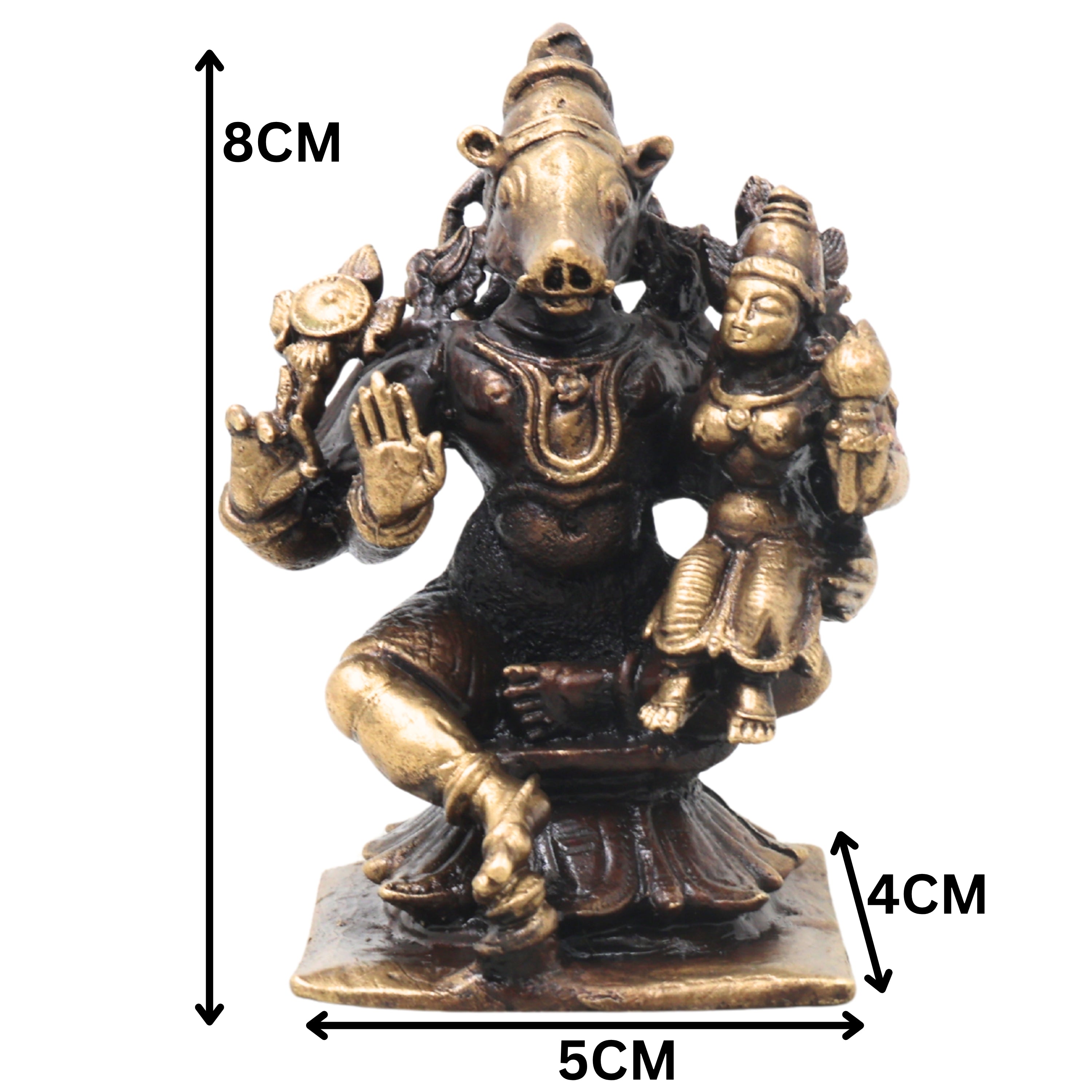 Brass Lakshmi Narasimha Idol, Handcrafted Narahari Murti Traditional Chola Art for Pooja, Decor & Gifting, Gold, 3 Inch, 1 Piece