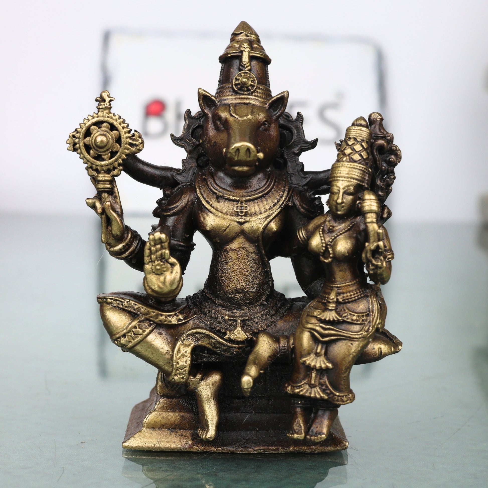 Brass Lakshmi Narasimha Idol, Handcrafted Traditional Narahari Murti for Pooja, Home Decor & Spiritual Gifting, Gold, 3 Inch, 1 Piece