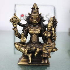 Brass Lakshmi Narasimha Idol, Handcrafted Traditional Narahari Murti for Pooja, Home Decor & Spiritual Gifting, Gold, 3 Inch, 1 Piece