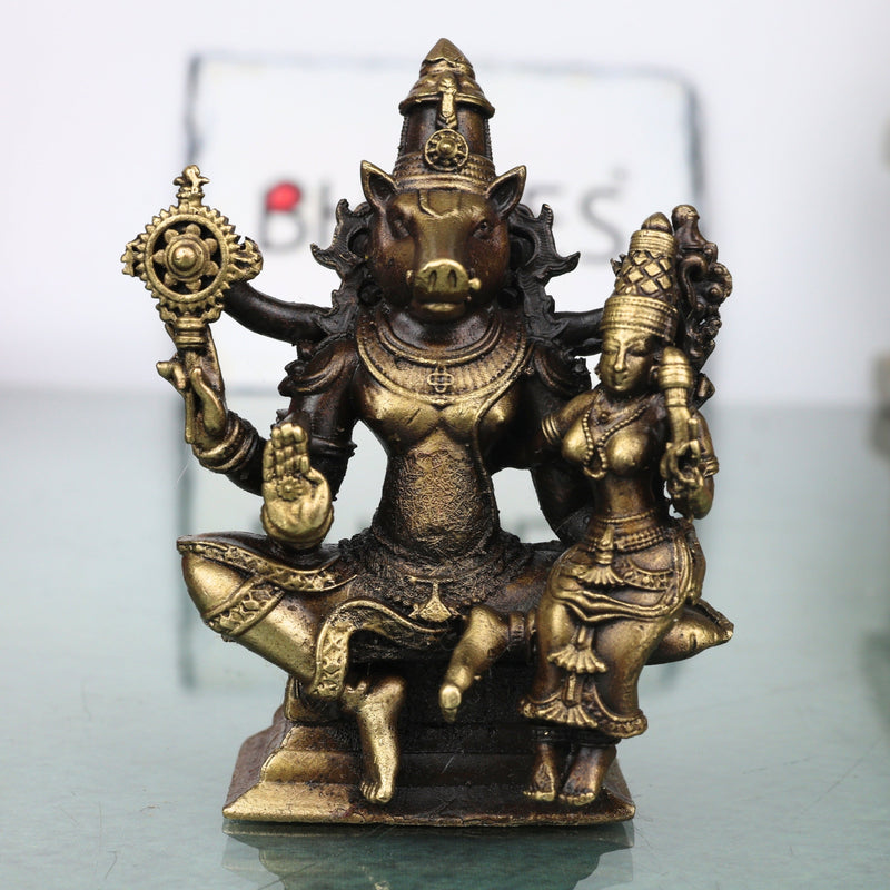 Brass Lakshmi Narasimha Idol, Handcrafted Traditional Narahari Murti for Pooja, Home Decor & Spiritual Gifting, Gold, 3 Inch, 1 Piece