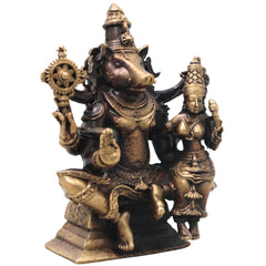 Brass Lakshmi Narasimha Idol, Handcrafted Traditional Narahari Murti for Pooja, Home Decor & Spiritual Gifting, Gold, 3 Inch, 1 Piece