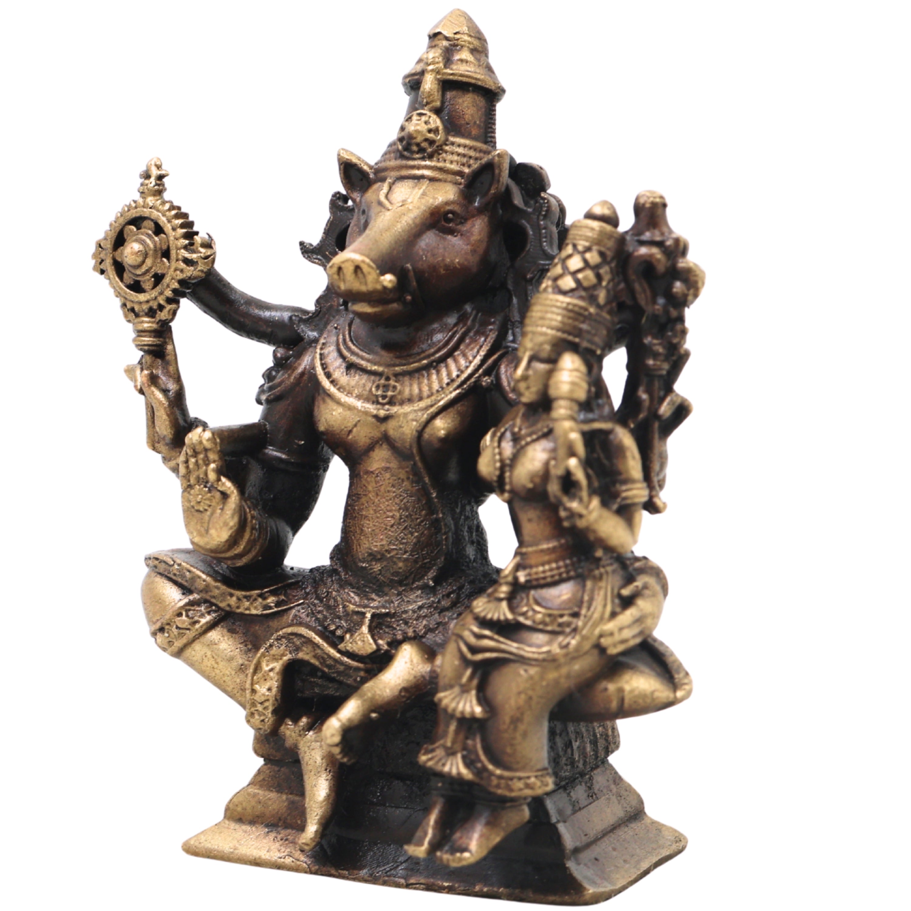 Brass Lakshmi Narasimha Idol, Handcrafted Traditional Narahari Murti for Pooja, Home Decor & Spiritual Gifting, Gold, 3 Inch, 1 Piece