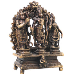 Brass Ram Darbar Idol, Handcrafted Shri Ram Parivar Murti Traditional Chola Style for Pooja, Home Decor & Gifting, Gold, 3 Inch, 1 Piece