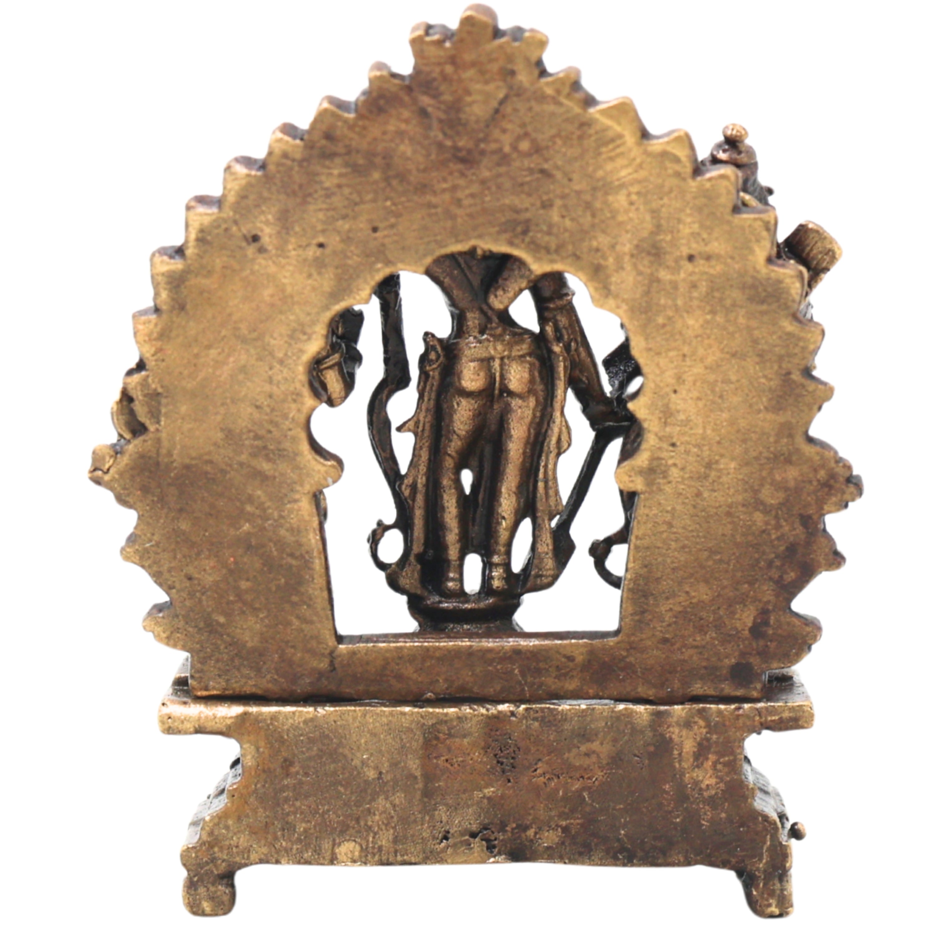 Brass Ram Darbar Idol, Handcrafted Shri Ram Parivar Murti Traditional Chola Style for Pooja, Home Decor & Gifting, Gold, 3 Inch, 1 Piece