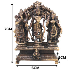 Brass Ram Darbar Idol, Handcrafted Shri Ram Parivar Murti Traditional Chola Style for Pooja, Home Decor & Gifting, Gold, 3 Inch, 1 Piece
