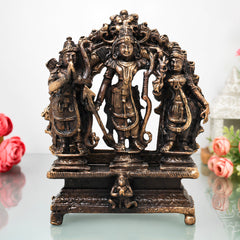 Brass Ram Darbar Idol, Handcrafted Shri Ram Parivar Murti Traditional Chola Style for Pooja, Home Decor & Gifting, Gold, 3 Inch, 1 Piece