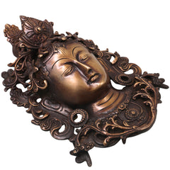 Brass Tara Devi Mask Wall Hanging Handcrafted Mahavidya Goddess Face for Pooja, Home Decor & Spiritual Gifting, Gold, 11.5 Inch, 1 Piece