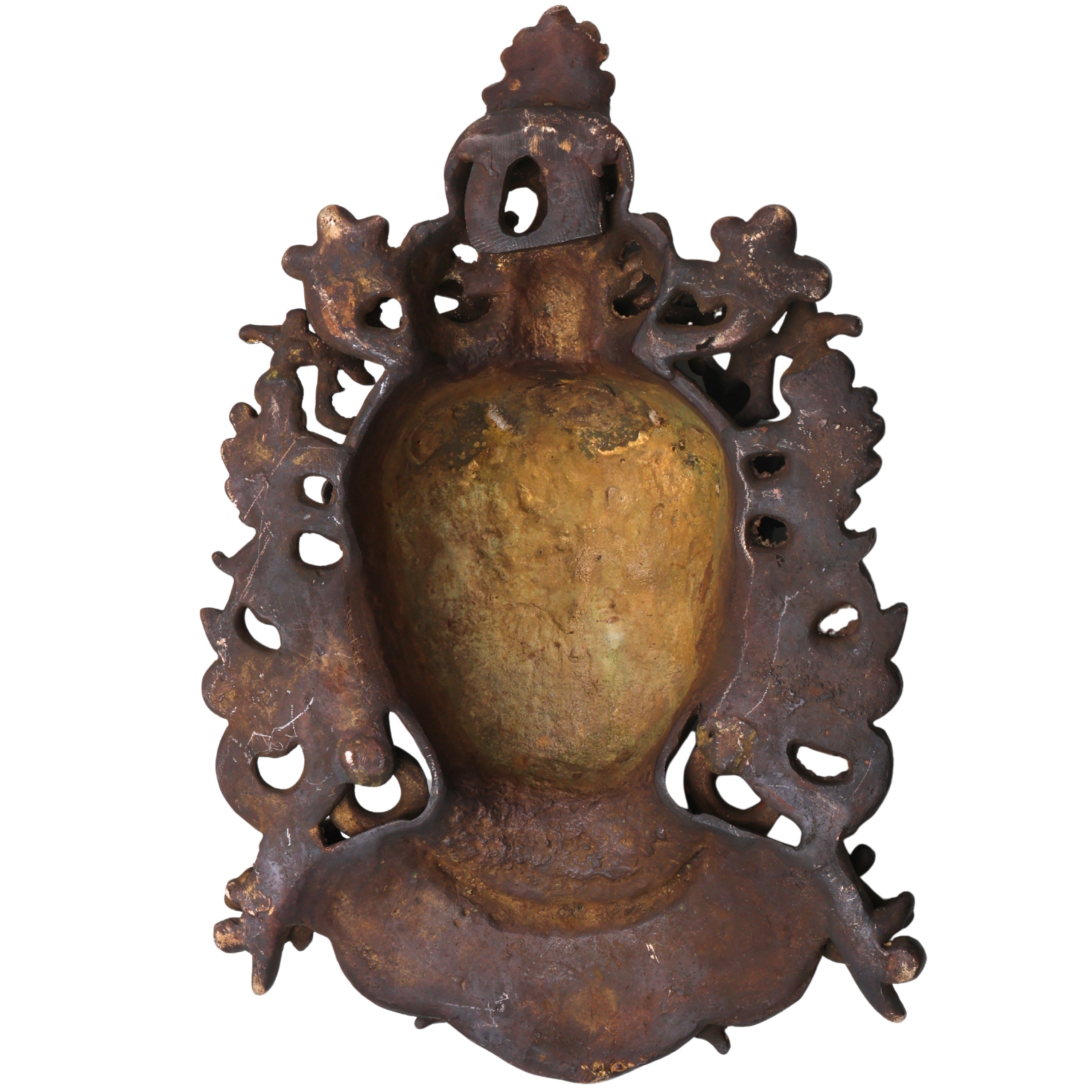 Brass Tara Devi Mask Wall Hanging Handcrafted Mahavidya Goddess Face for Pooja, Home Decor & Spiritual Gifting, Gold, 11.5 Inch, 1 Piece