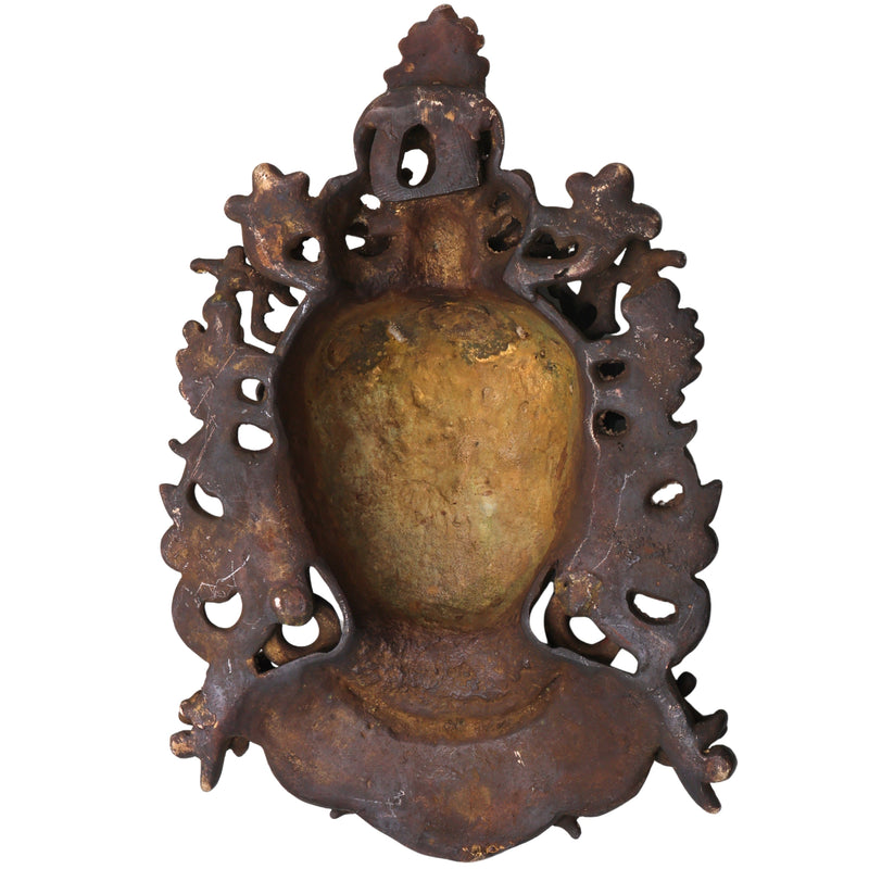 Brass Tara Devi Mask Wall Hanging Handcrafted Mahavidya Goddess Face for Pooja, Home Decor & Spiritual Gifting, Gold, 11.5 Inch, 1 Piece