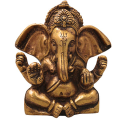 Brass Ganapati Idol Handcrafted Traditional Vinayaka Murti for Pooja, Home Decor, Vastu & Spiritual Gifting, Gold, 3.5 Inch, 1 Piece