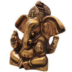 Brass Ganapati Idol Handcrafted Traditional Vinayaka Murti for Pooja, Home Decor, Vastu & Spiritual Gifting, Gold, 3.5 Inch, 1 Piece