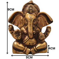 Brass Ganapati Idol Handcrafted Traditional Vinayaka Murti for Pooja, Home Decor, Vastu & Spiritual Gifting, Gold, 3.5 Inch, 1 Piece