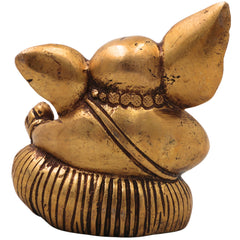 Brass Long Neck Ganesh Idol, Handcrafted Traditional Ganapati Vinayaka Murti for Pooja, Home Decor & Gifting, Gold, 3 Inch, 1 Piece