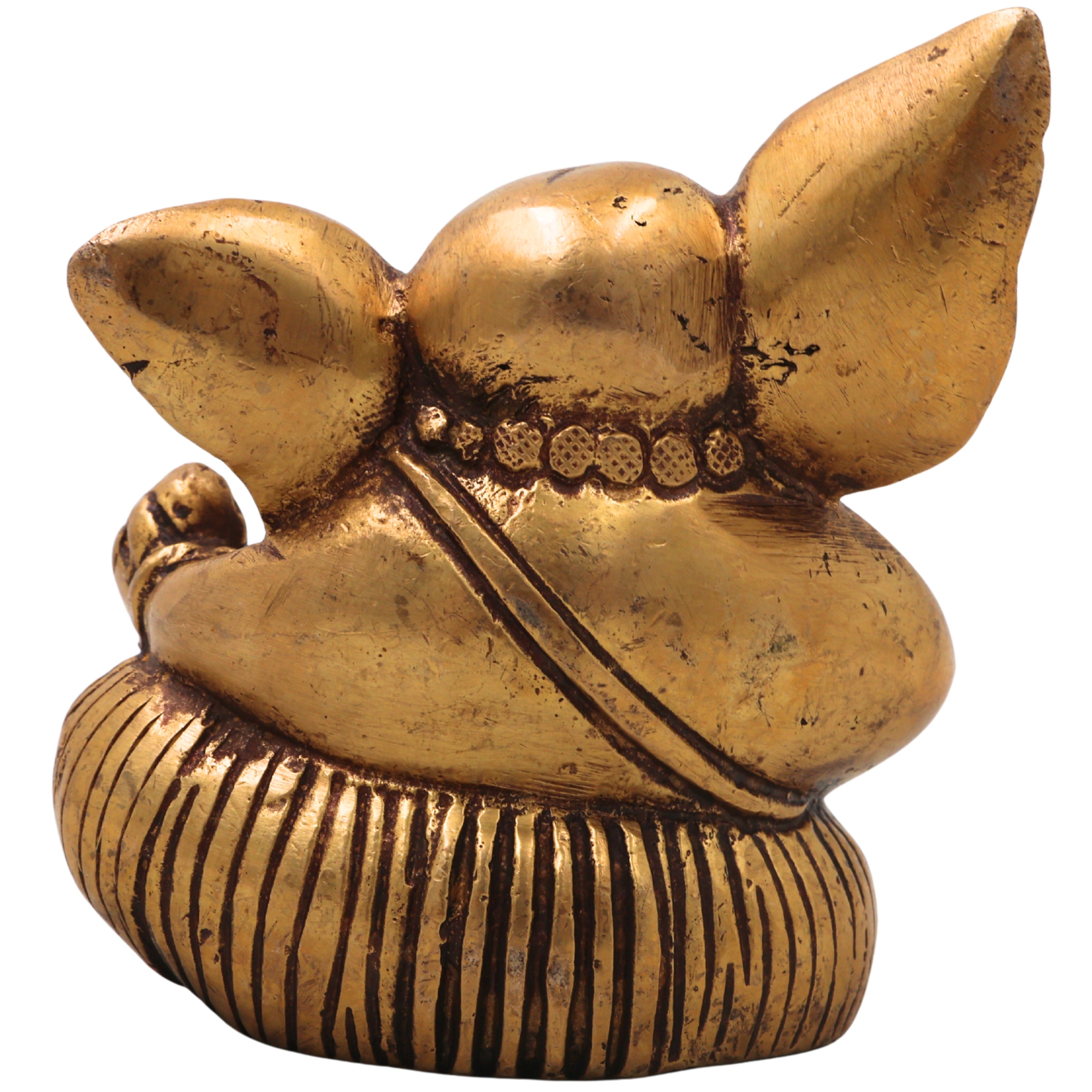 Brass Long Neck Ganesh Idol, Handcrafted Traditional Ganapati Vinayaka Murti for Pooja, Home Decor & Gifting, Gold, 3 Inch, 1 Piece
