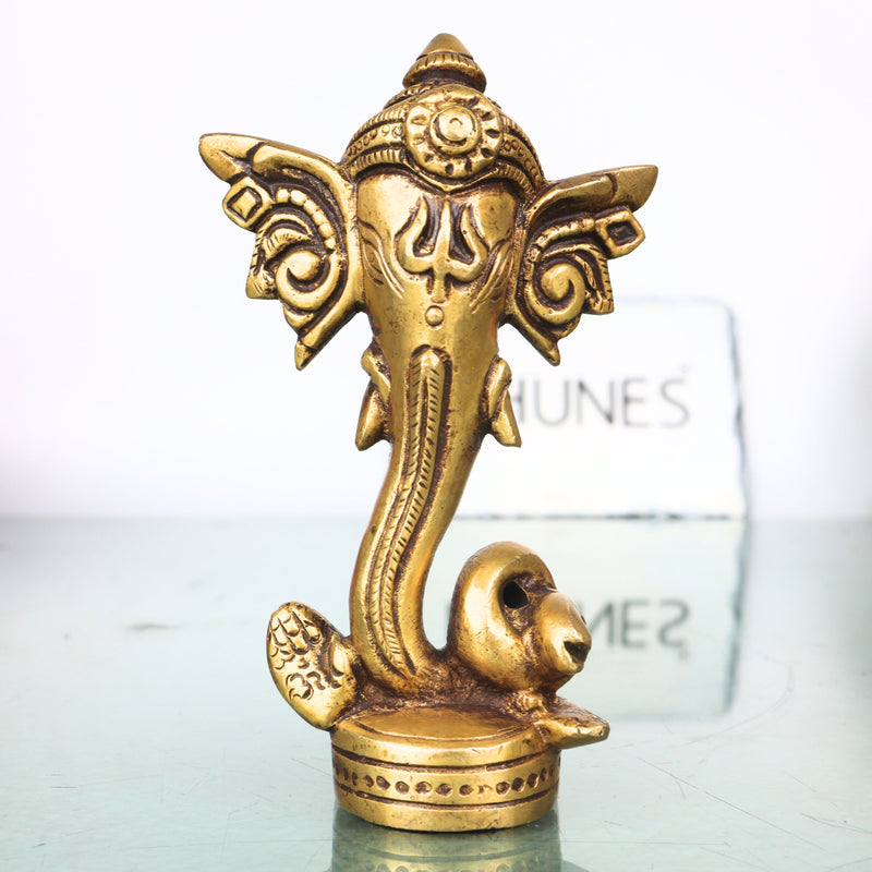 Brass Ganapati Vinayaka Idol Handcrafted Traditional Chola Style Murti for Pooja Home Decor & Gifting, Gold, 4.5 Inch, 1 Piece