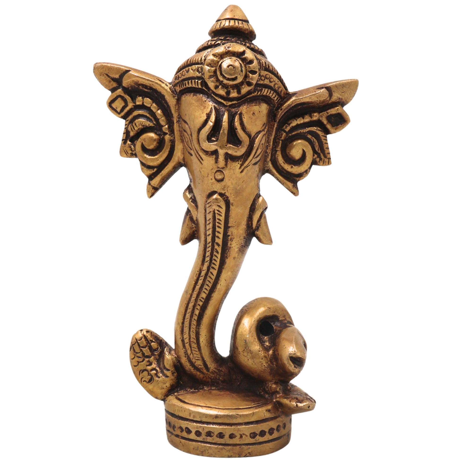 Brass Ganapati Vinayaka Idol Handcrafted Traditional Chola Style Murti for Pooja Home Decor & Gifting, Gold, 4.5 Inch, 1 Piece