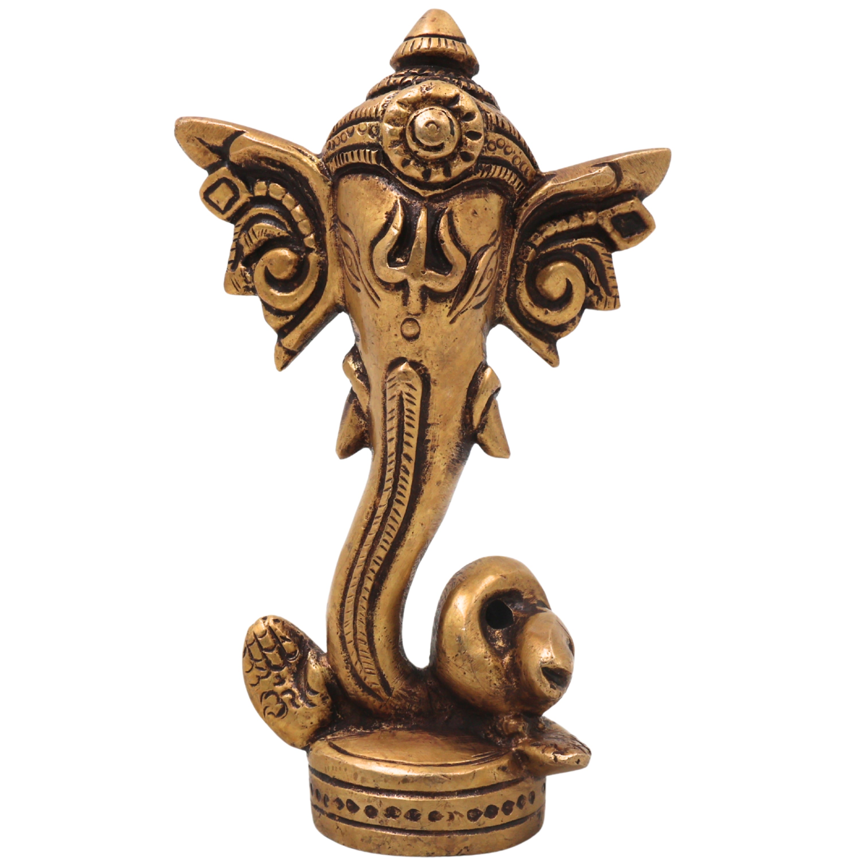Brass Ganapati Vinayaka Idol Handcrafted Traditional Chola Style Murti for Pooja Home Decor & Gifting, Gold, 4.5 Inch, 1 Piece
