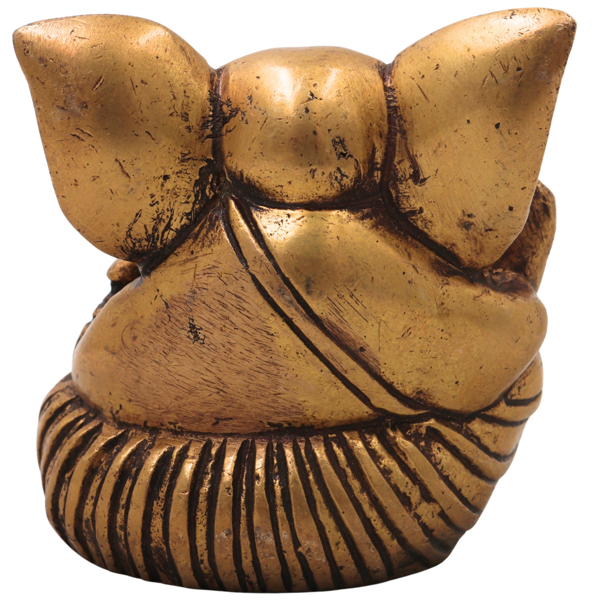 Brass Ganapati Idol Handcrafted Traditional Chola Style Vinayaka Murti for Pooja Home Decor & Gifting, Gold, 3 Inch, 1 Piece