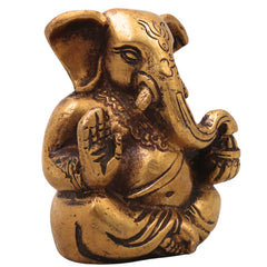 Brass Ganapati Ganesha Idol Handcrafted Traditional Chola Style Murti for Pooja Home Decor & Gifting, Gold, 3 Inch, 1 Piece