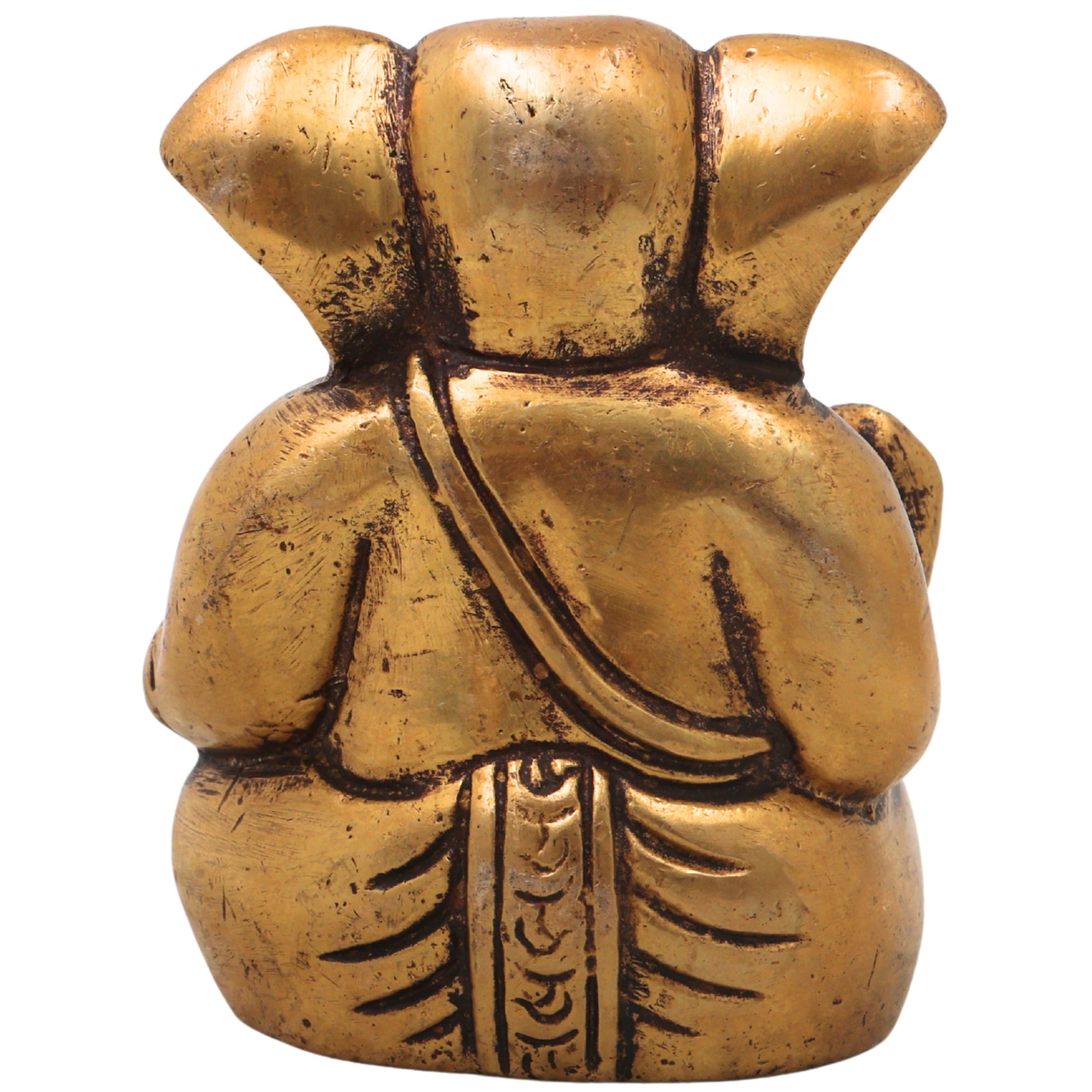 Brass Ganapati Ganesha Idol Handcrafted Traditional Chola Style Murti for Pooja Home Decor & Gifting, Gold, 3 Inch, 1 Piece